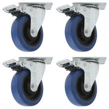 4pz Rodaja Goma Elastica Azul Giratoria Con Freno 3"