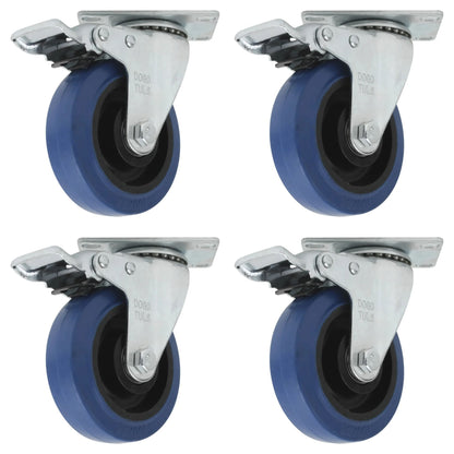 Rodaja Goma Elástica Dogotuls Azul Giratoria Con Freno 3" MarchanteMX