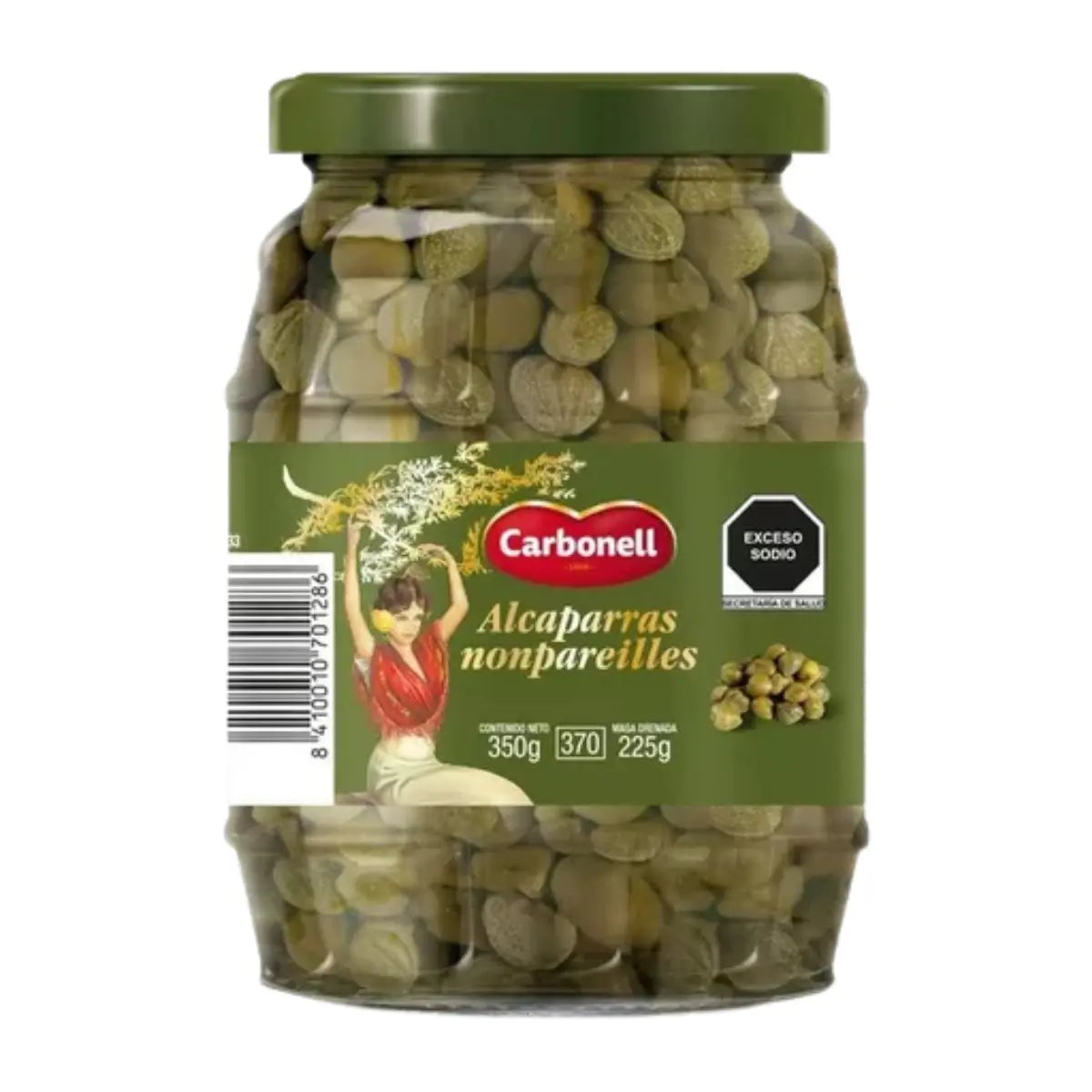 Alcaparras Nonpareilles 350g Carbonell - Deoleo - vista lateral