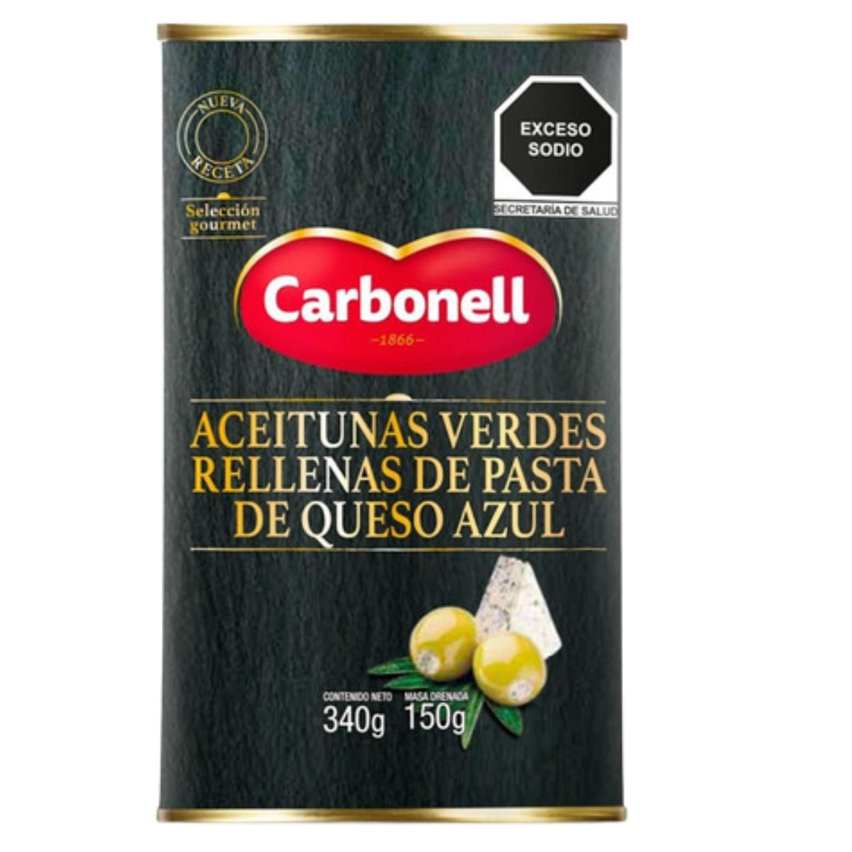 Aceitunas Verdes Rellenas Carbonell Queso Azul Lata 350g