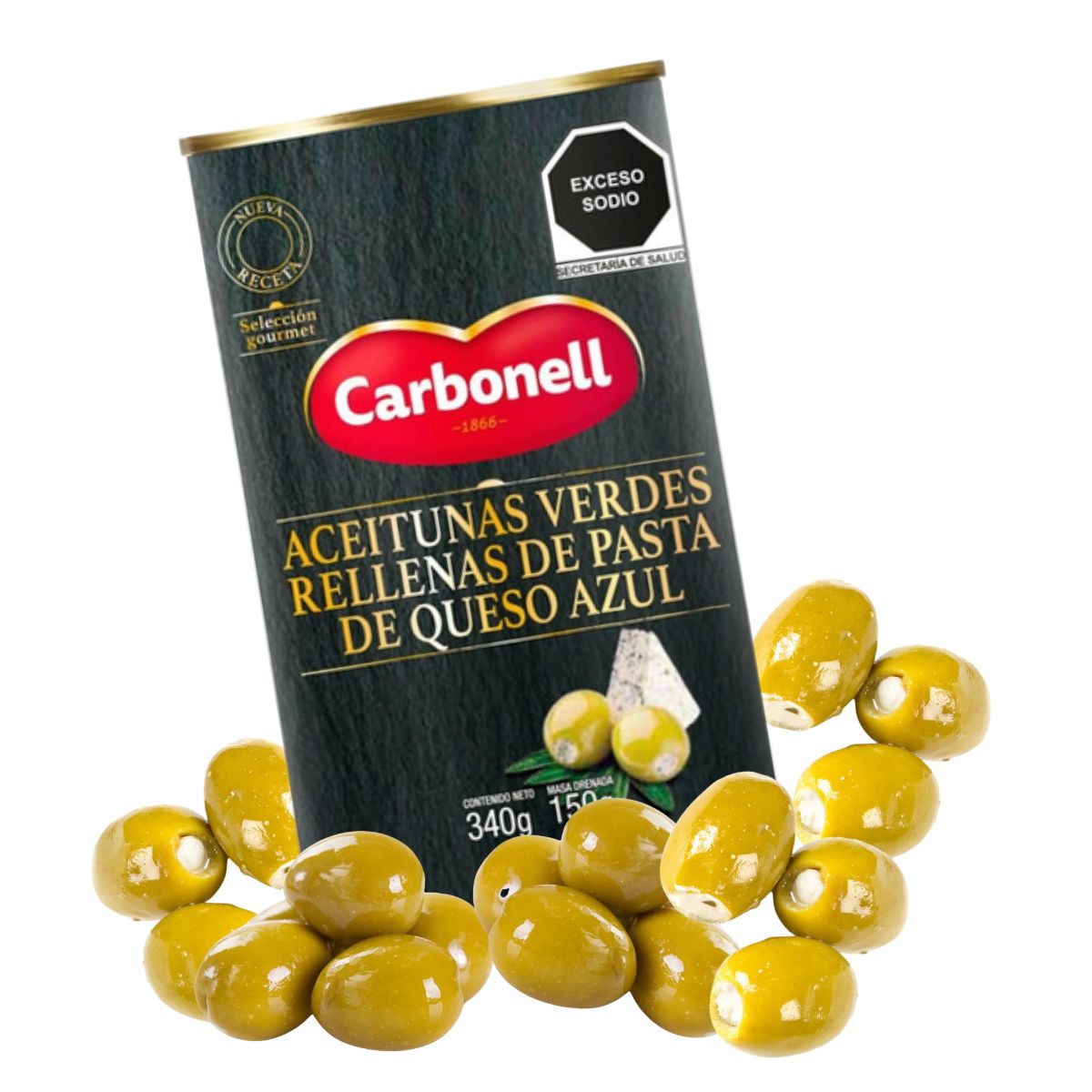 Aceitunas Verdes Rellenas Carbonell Queso Azul Lata 350g