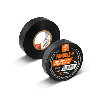 Paquete 10 piezas Cinta Eléctrica de PVC UL Fandeli Negro Alta Resistencia y Adhesión Fandeli