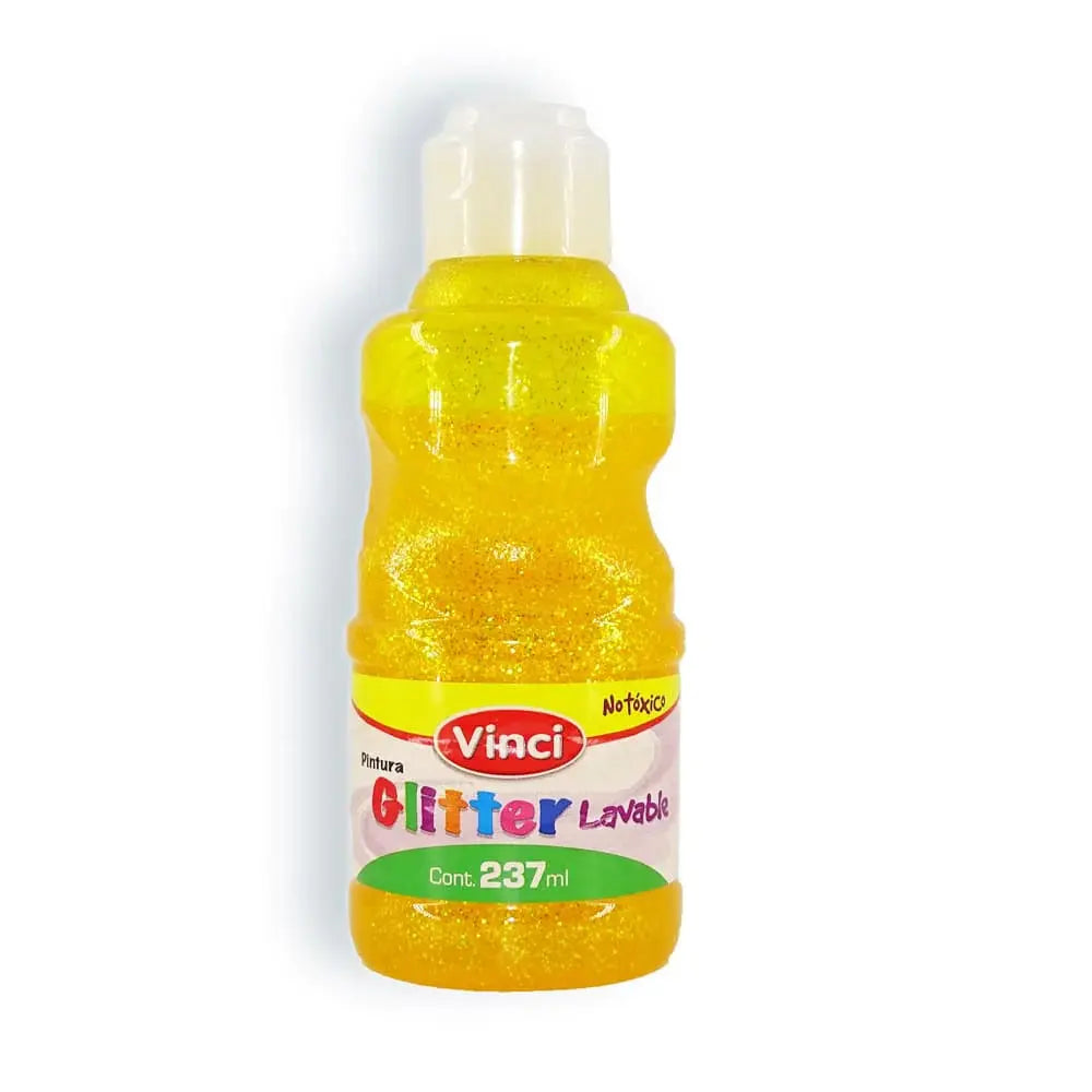 Pintura para Dedos Glitter Lavable Vinci Colores Surtidos 237ml Amarillo - vinci