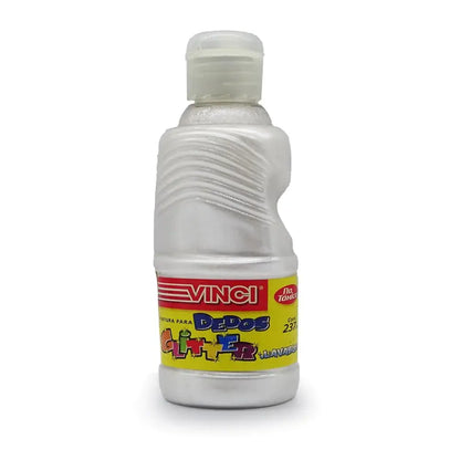 Pintura para Dedos Glitter Lavable Vinci Colores Surtidos 237ml Blanco - vinci