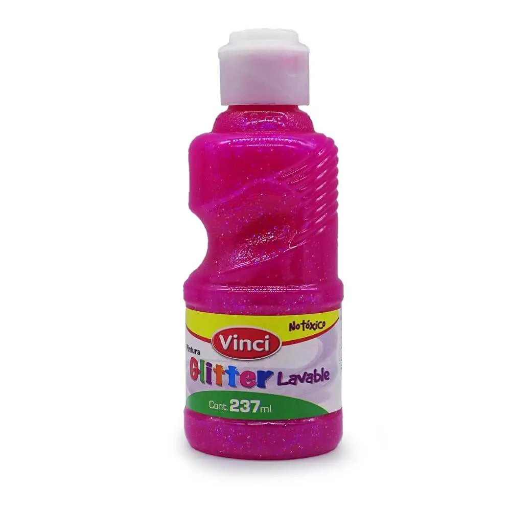 Pintura para Dedos Glitter Lavable Vinci Colores Surtidos 237ml Magenta - vinci