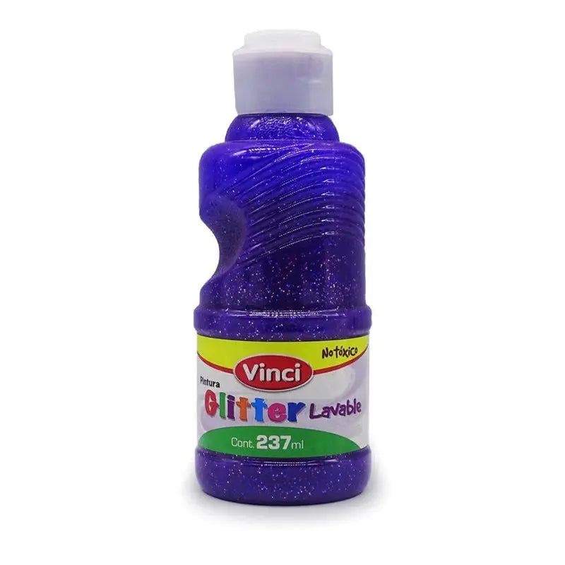 Pintura para Dedos Glitter Lavable Vinci Colores Surtidos 237ml - Marchante MX
