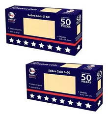 100 Sobres Nómina Dineero Coin 5-44 Nassa 8.8x16.44cm 90g