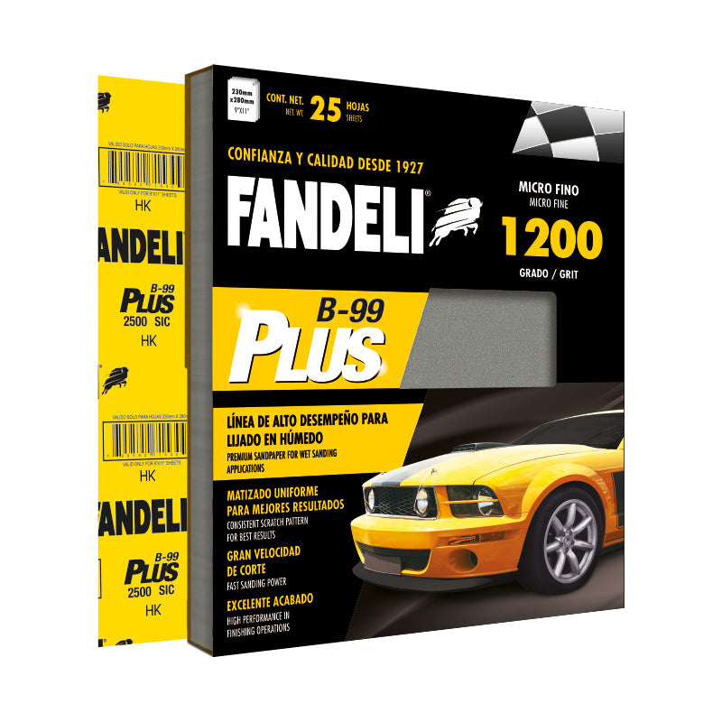 25 piezas Lija B-99 Plus Fandeli 9" x 11" Grano 1500, 76143