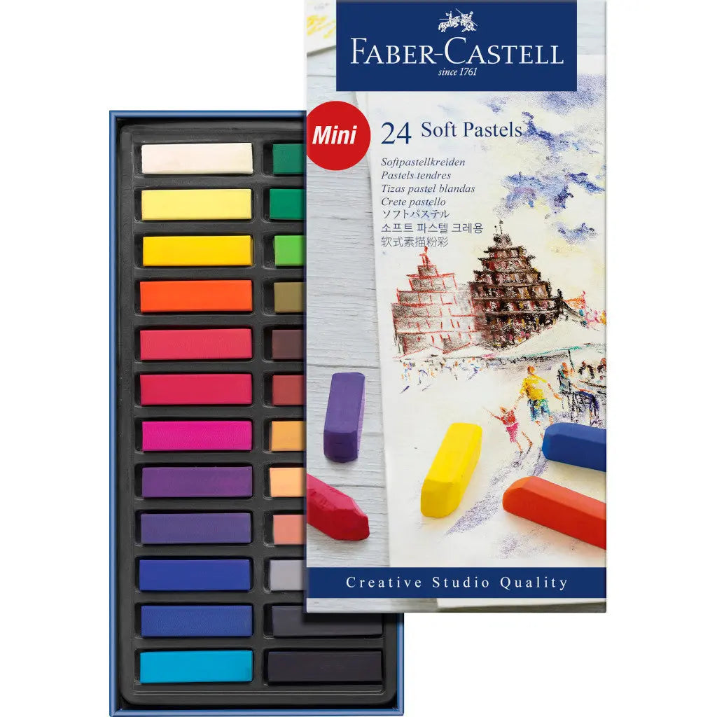 Tizas Pasteles Suaves Blandos Mini Faber Castell Estuche 24 Pz - Faber Castell - contenido
