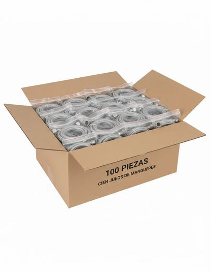 Manguera Para Boiler Flexible 1/2" X 1/2" X 80cm Acero Inoxidable Cnx Master 100 Pzs - CNX - vista lateral
