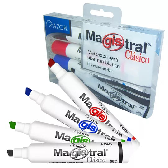 Marcadores Azor para Pizarrón Blanco Magistral Clasico 6mm 4 Piezas Elige Color