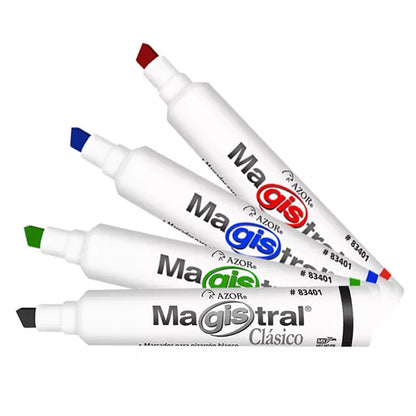 Marcadores Azor para Pizarrón Blanco Magistral Clasico 6mm 4 Piezas Elige Color