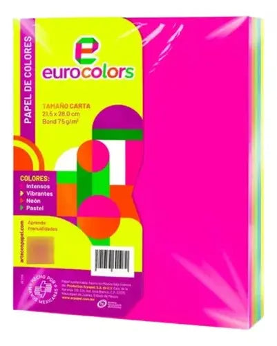 Paquete 100h Arco Iris Vibrantes Eurocolor T/Carta - Eurocolors