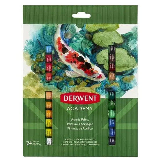 Derwent academy - Caja con 24 tubos de pintura acrílica de 12 ml cada uno Derwent