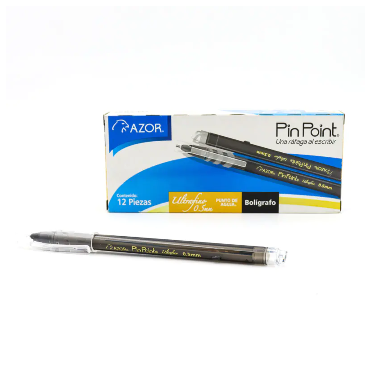 Bolígrafos Azor Pin Point Ultra Fino Punta Aguja 0.5mm 12 Piezas Elige Color - MarchanteMX