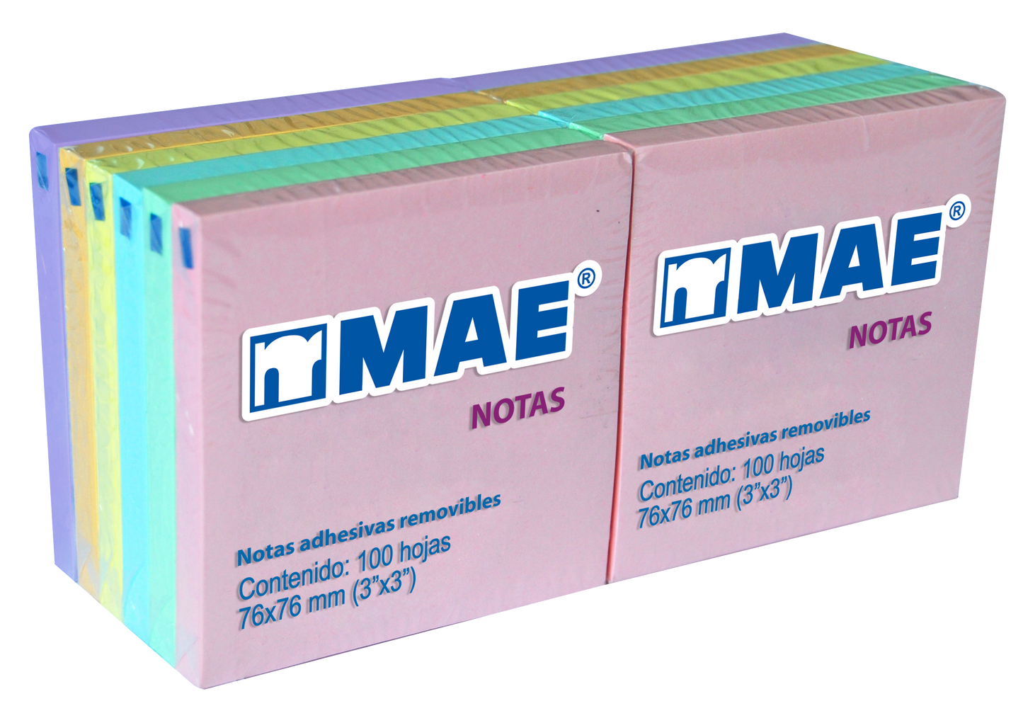 Block de notas adhesivas Mae 3x3 pastel con 12 blocs