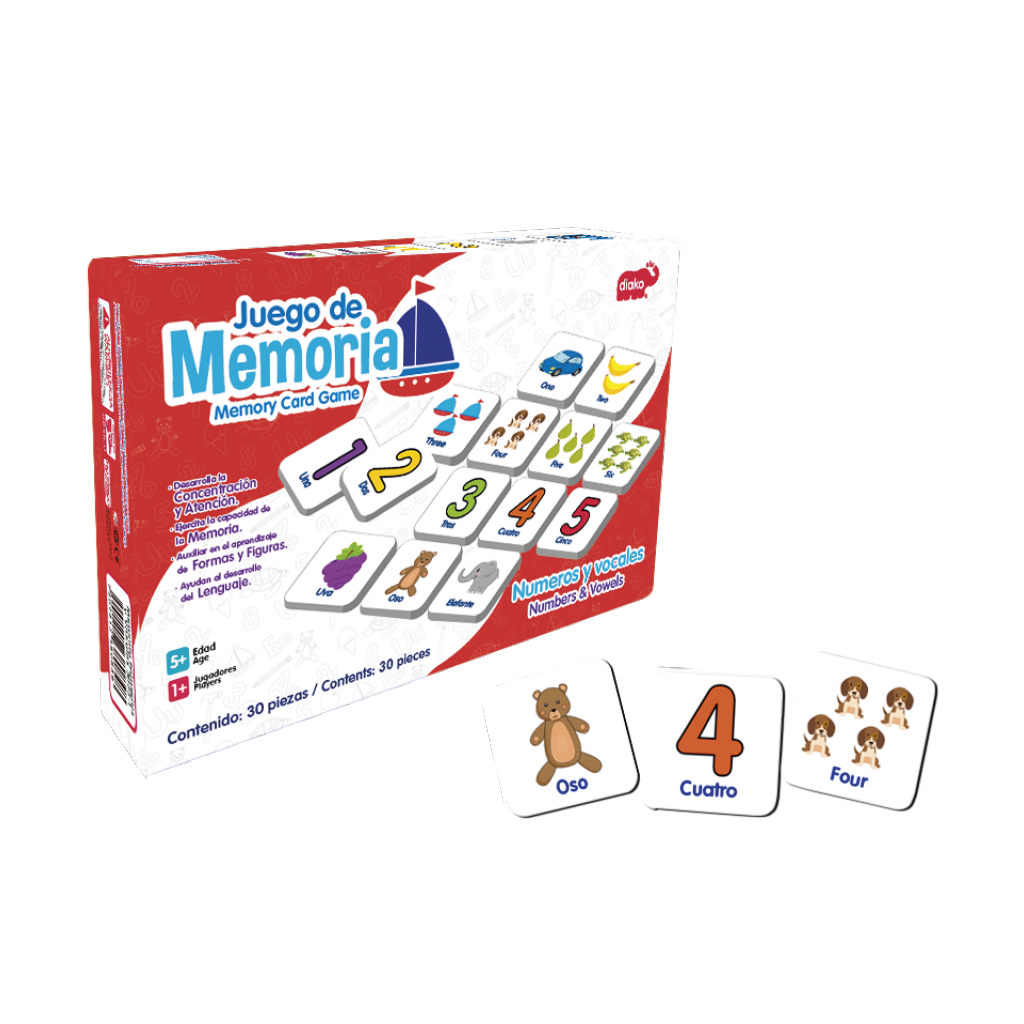 Juego De Memoria Números Y Vocales Mesa Diako Didáctico
