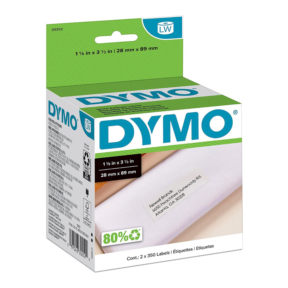 2 Rollos De Etiquetas Blancas Para Direcciones 28mm x 89mm 30252 - MarchanteMX