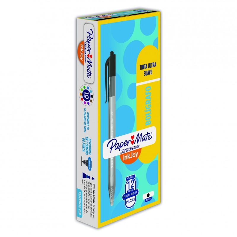 Bolígrafo Punto Mediano Retráctil Negro 12 Piezas. LA3568 - MarchanteMX