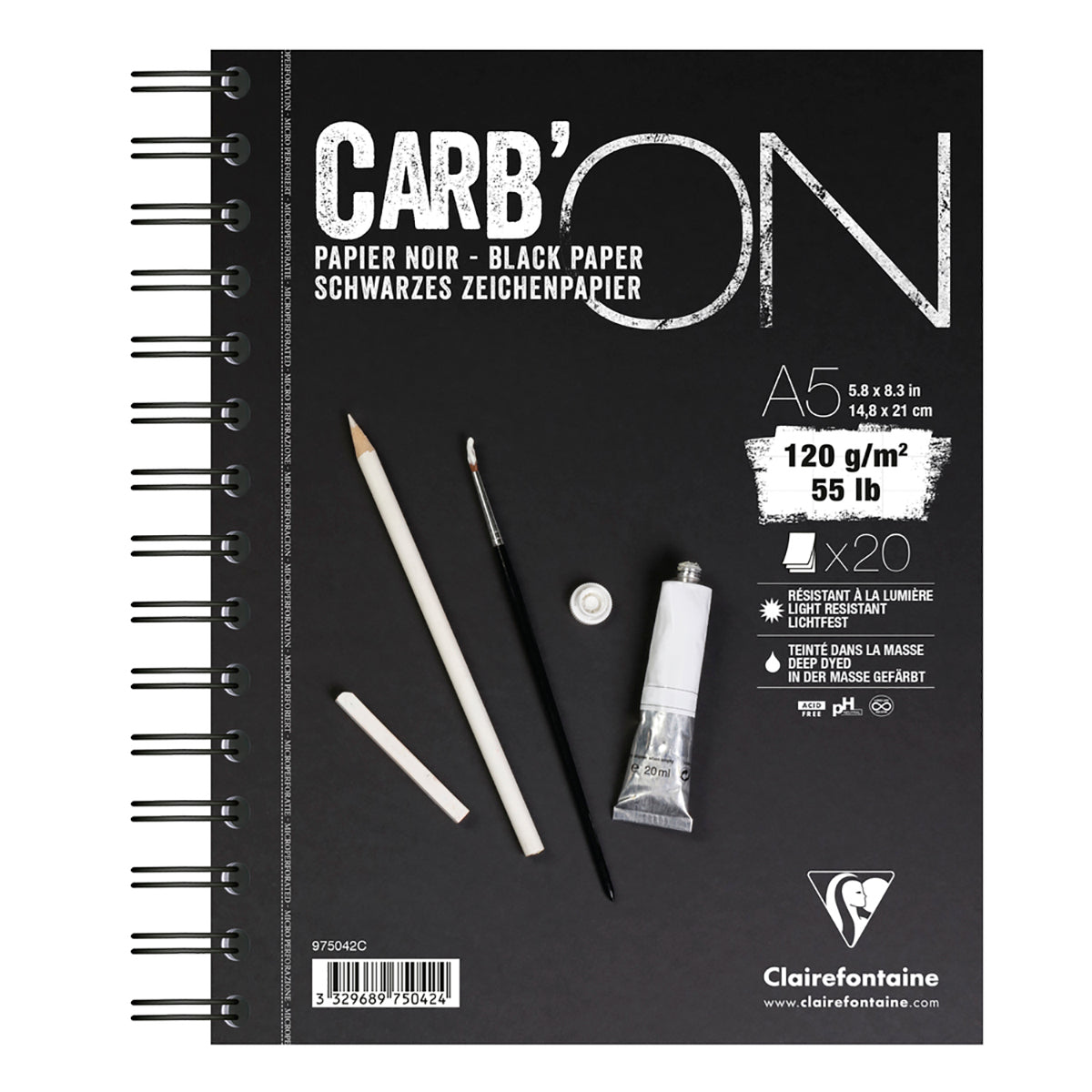 CLAIREFONTAINE- BLOCK CARB¬¥ NEGRO CON ESPIRAL