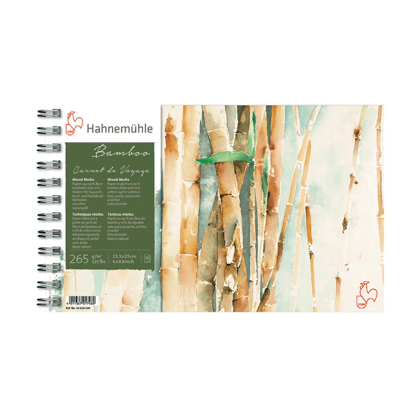 HAHNEMÜHLE - Cuaderno hoja de bamboo con espiral para técnica mixta