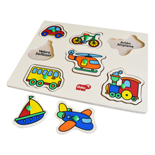 Rompecabezas Transportes Madera Coches Ingles Español Diako