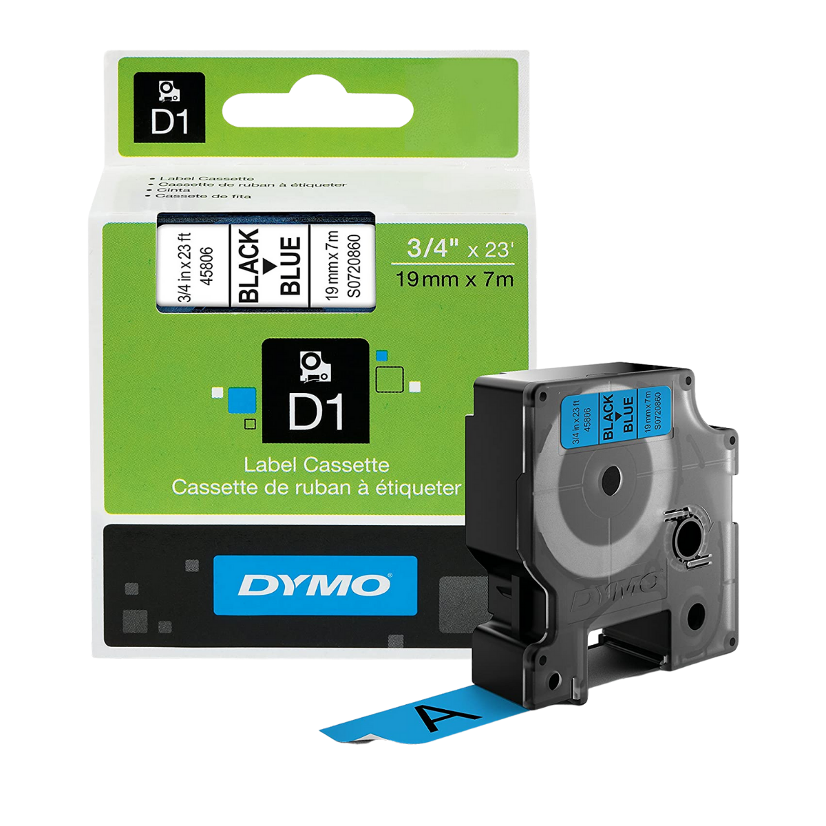 Cinta Rotuladora Azul Tinta Negro 19mm x 7 m 45806 - MarchanteMX