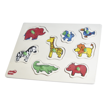 Rompecabezas Animales Salvajes Madera Ingles Español Diako