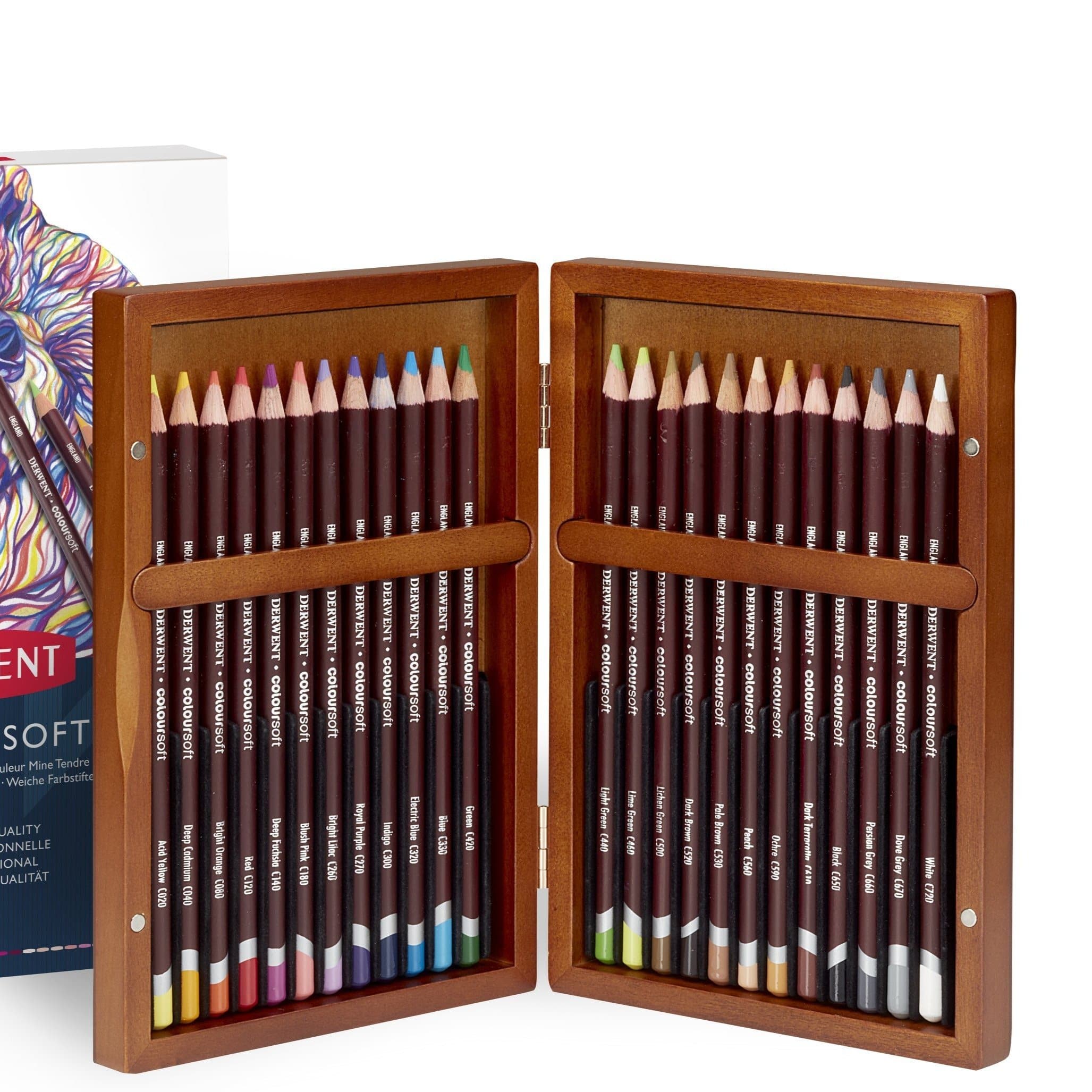 Derwent - Estuche de madera con 24 lápices de colores coloursoft no. 2300153