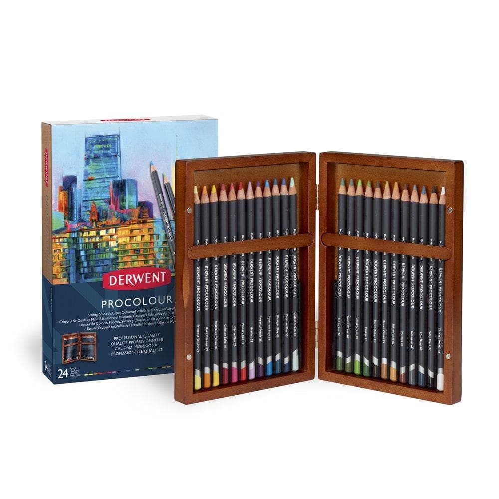 Derwent - Caja de madera con 24 lápices de color procolour #2302585