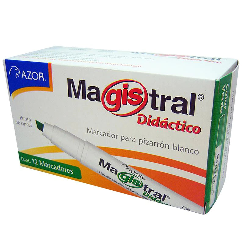 Marcadores Azor para Pizarrón Blanco Magistral Didactico 6mm 12 Piezas Elegir Color - MarchanteMX