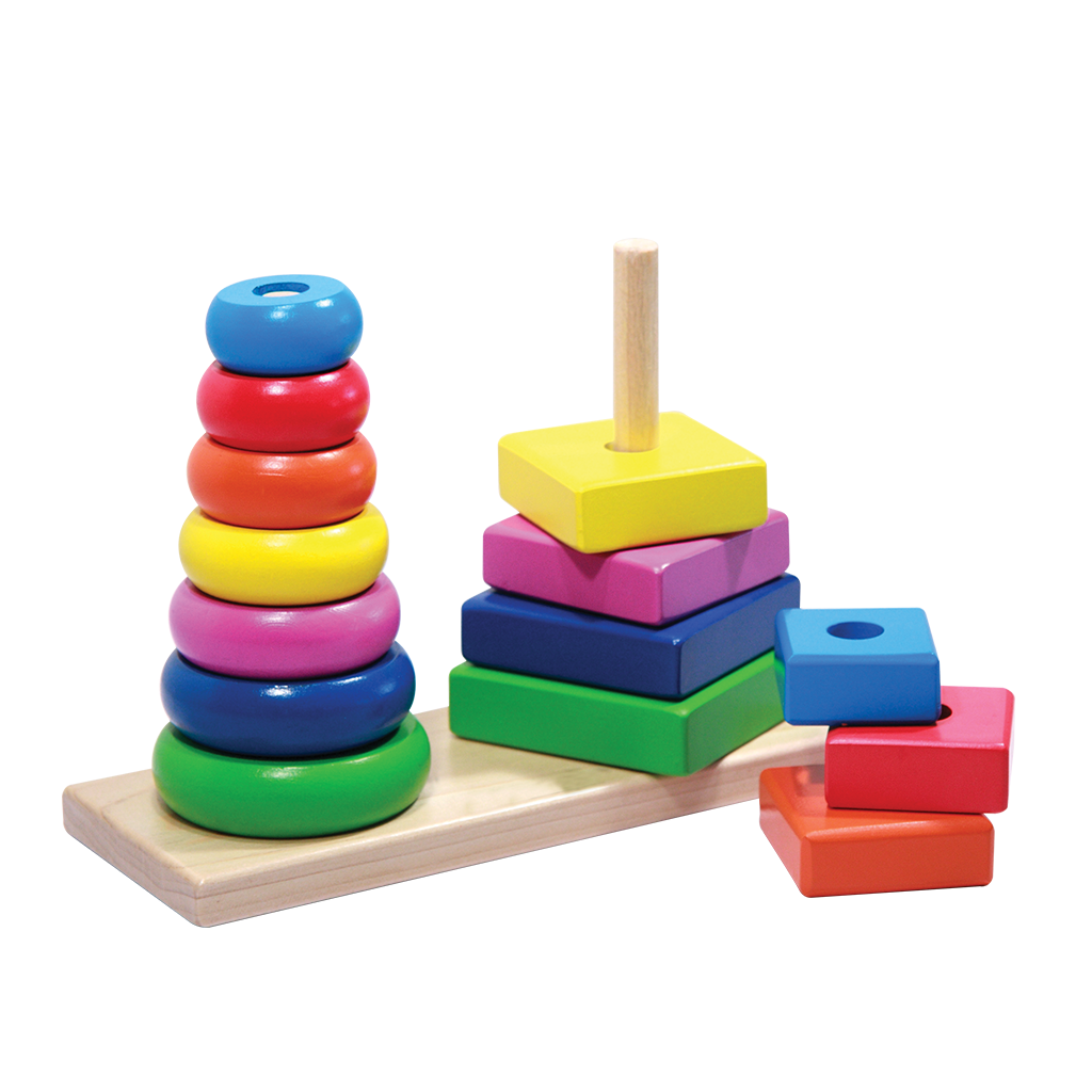 Pirámide 2 En 1 De Bloques Madera Ensartes Estimulación