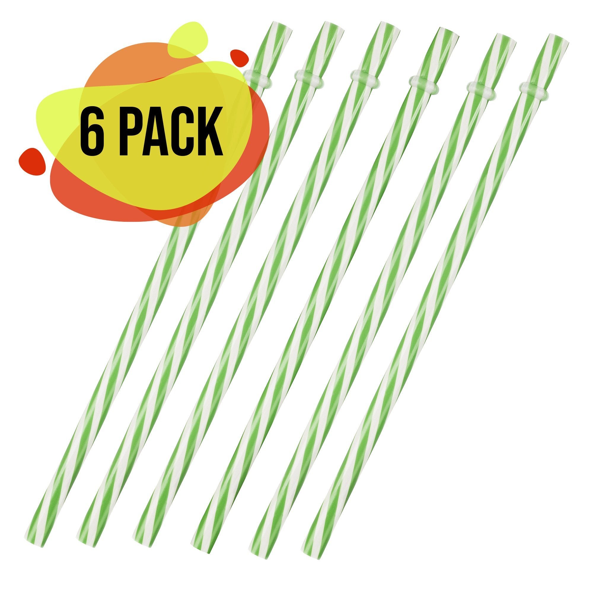 Popote Verde con Blanco Plástico 6 Pack - MarchanteMX
