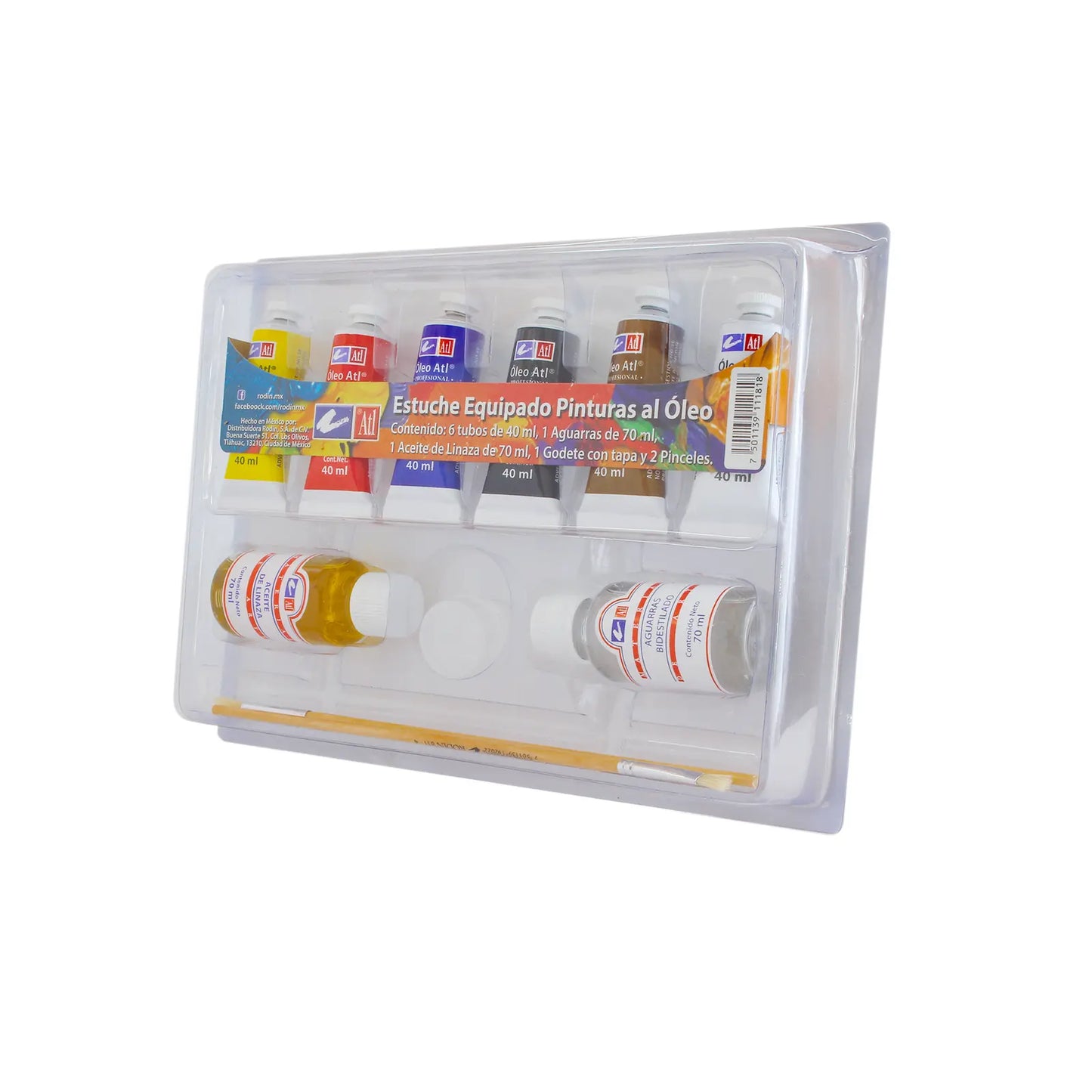 ATL - Estuche M3 con 6 pinturas al  óleo de 40 ml + 2 medios +  accesorios ATL