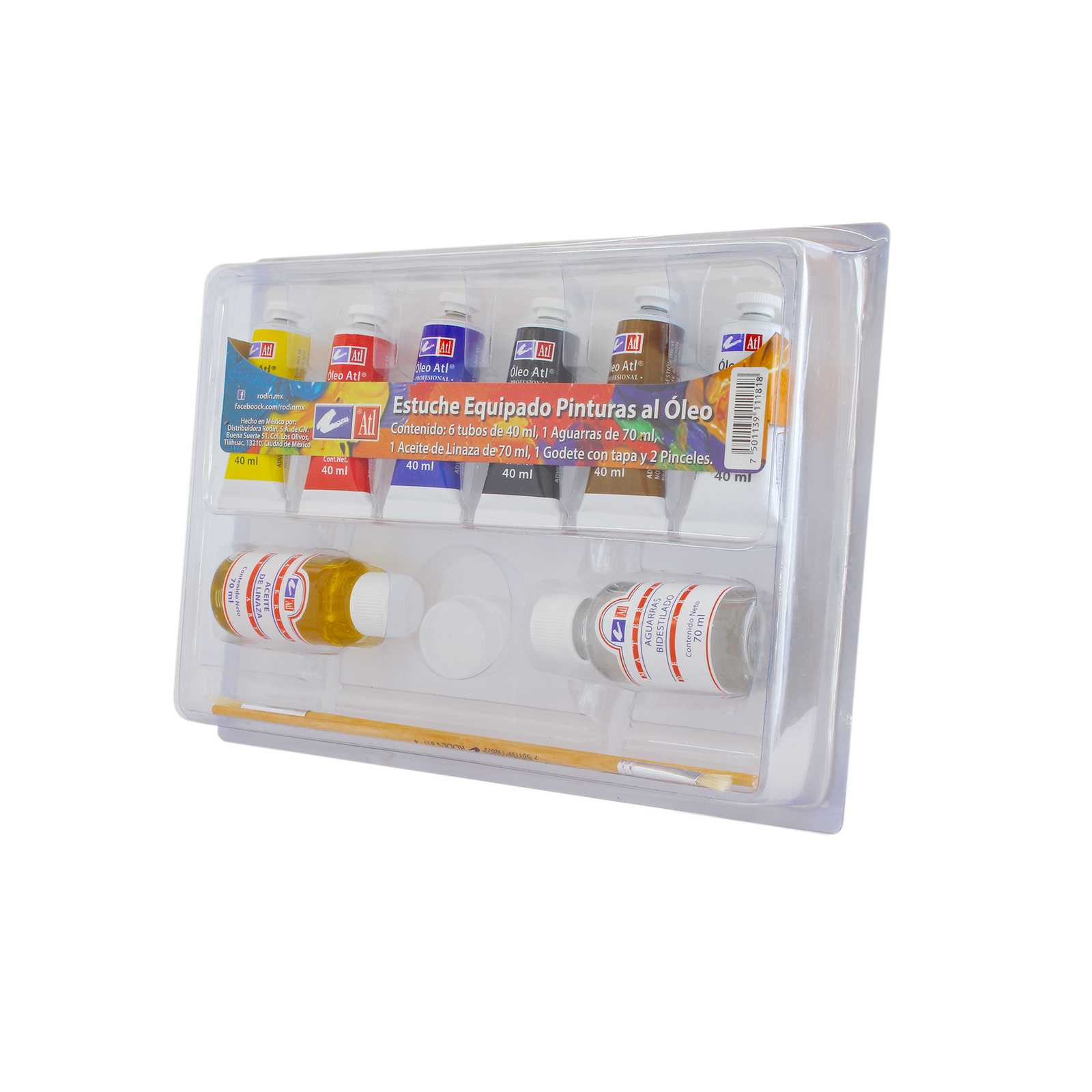 ATL - Estuche M3 con 6 pinturas al  óleo de 40 ml + 2 medios +  accesorios