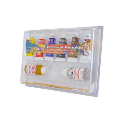 ATL - Estuche M3 con 6 pinturas al  óleo de 40 ml + 2 medios +  accesorios ATL