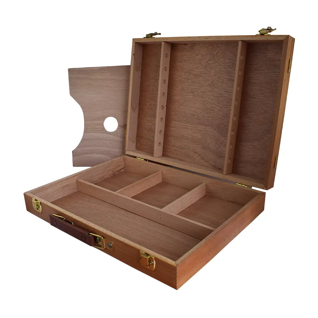 ATL - Estuche de madera con divisiones y porta pinceles ATL