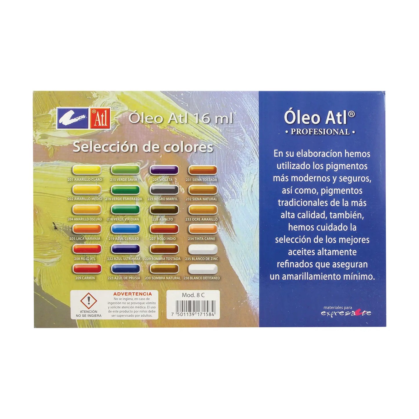 ATL - Estuche de óleos con 24 tubos de 16 ml ATL