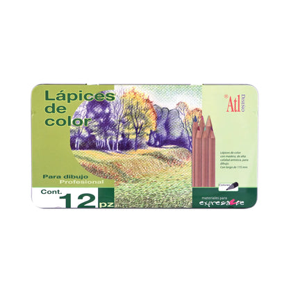 ATL - Estuche metálico con 12 colores profesionales ATL