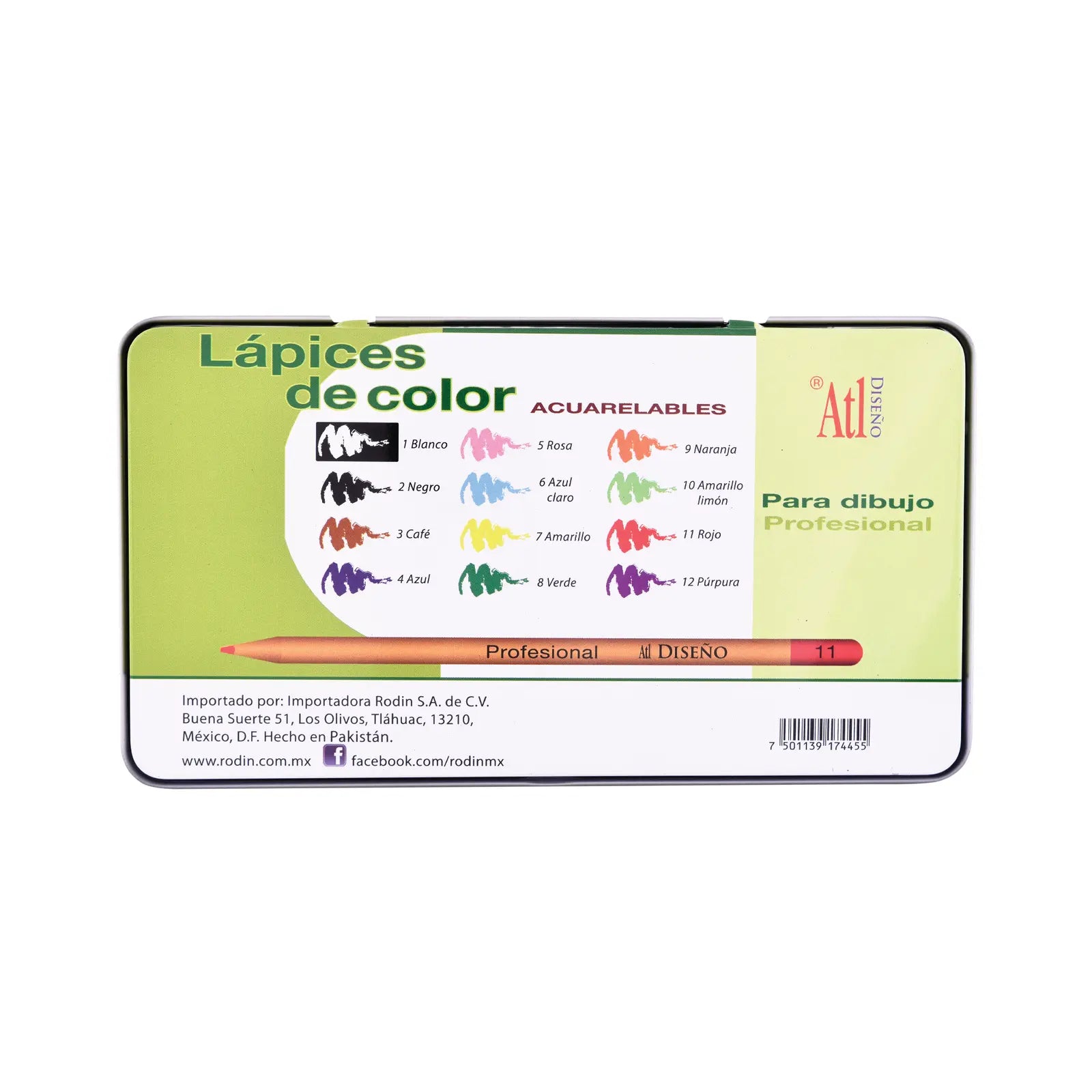 ATL - Estuche metálico con 12 colores profesionales ATL