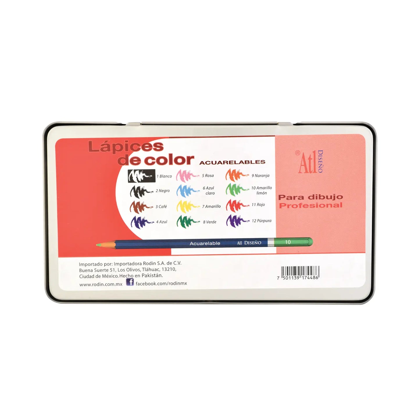 ATL - Estuche metálico con 12 colores acuarelables ATL