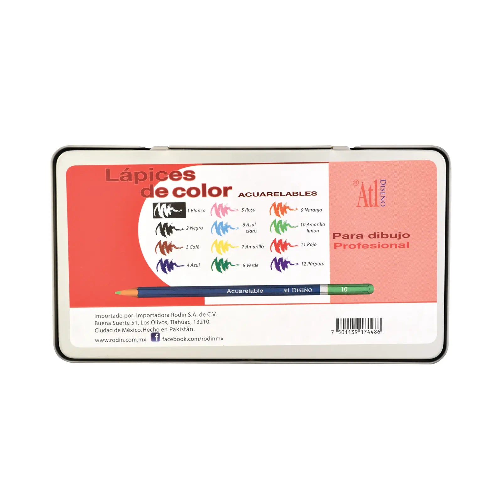 ATL - Estuche metálico con 12 colores acuarelables ATL