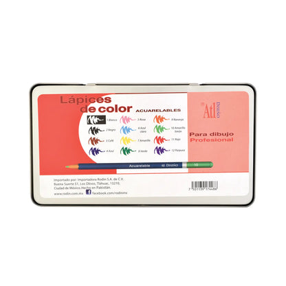 ATL - Estuche metálico con 12 colores acuarelables ATL