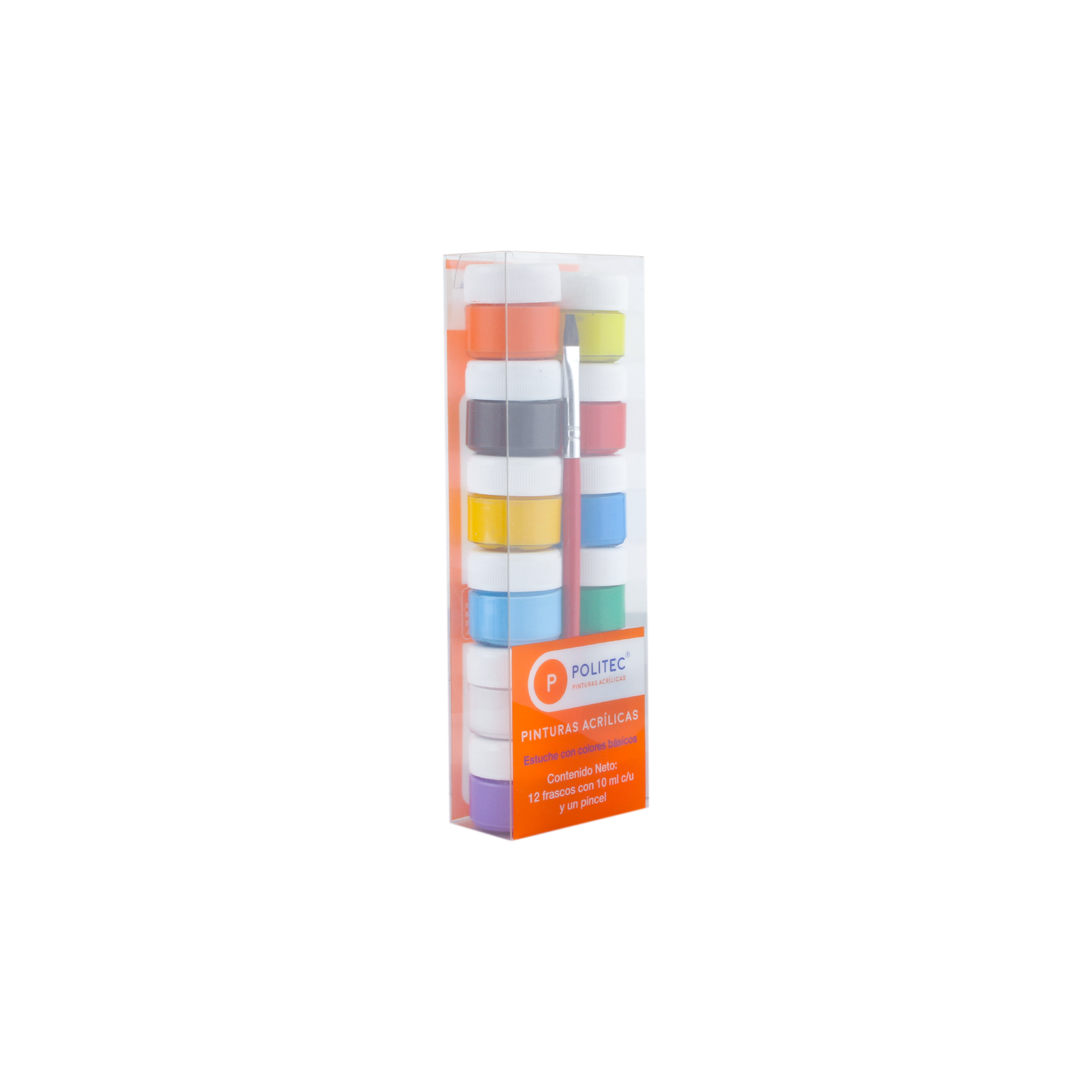 POLITEC - Estuche surtido con 12 colores de 10 ml + pincel