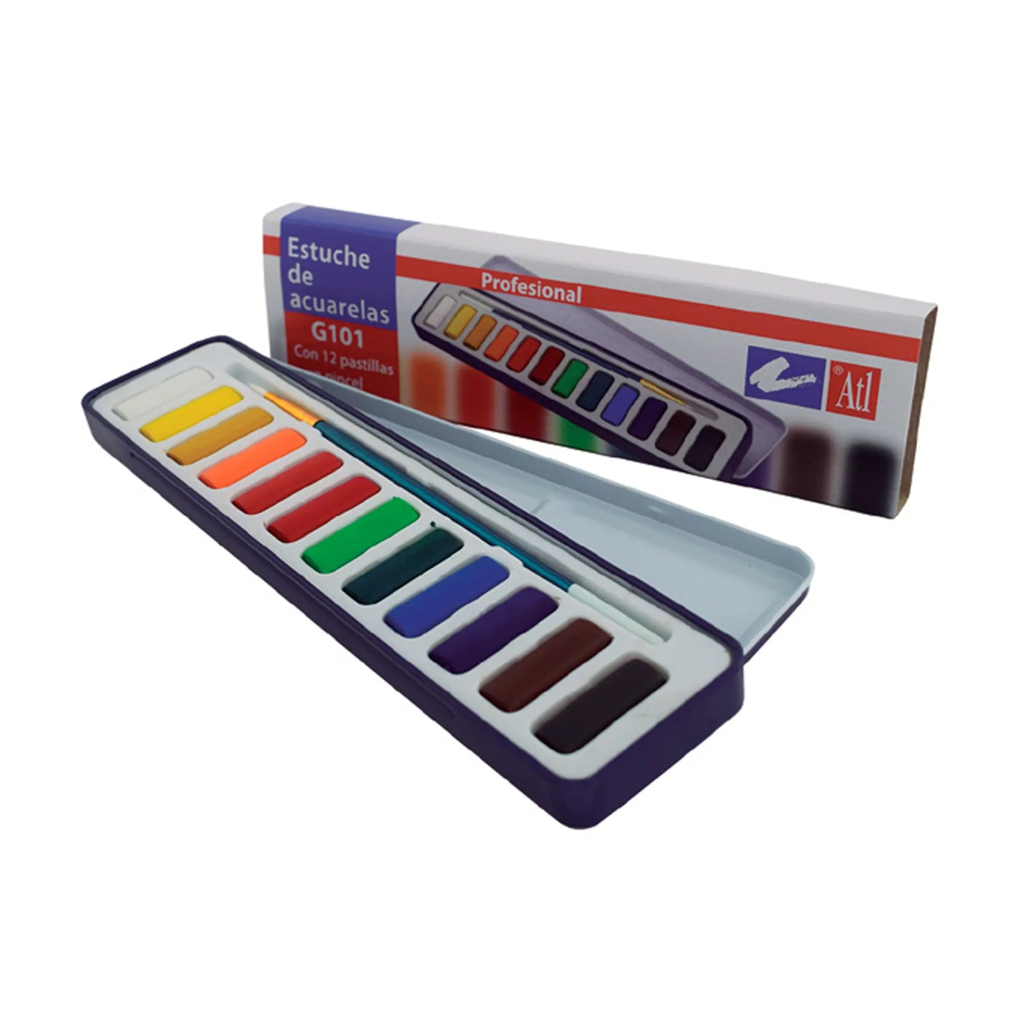 ATL - Estuche metálico con 12 pastillas + pincel ATL