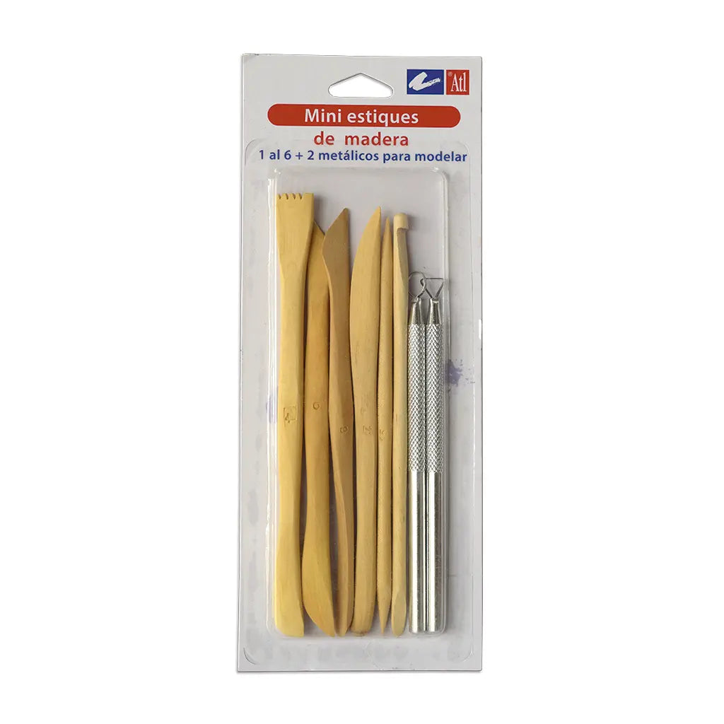 ATL - Mini estiques 6 piezas de madera y 2 piezas de metal ATL
