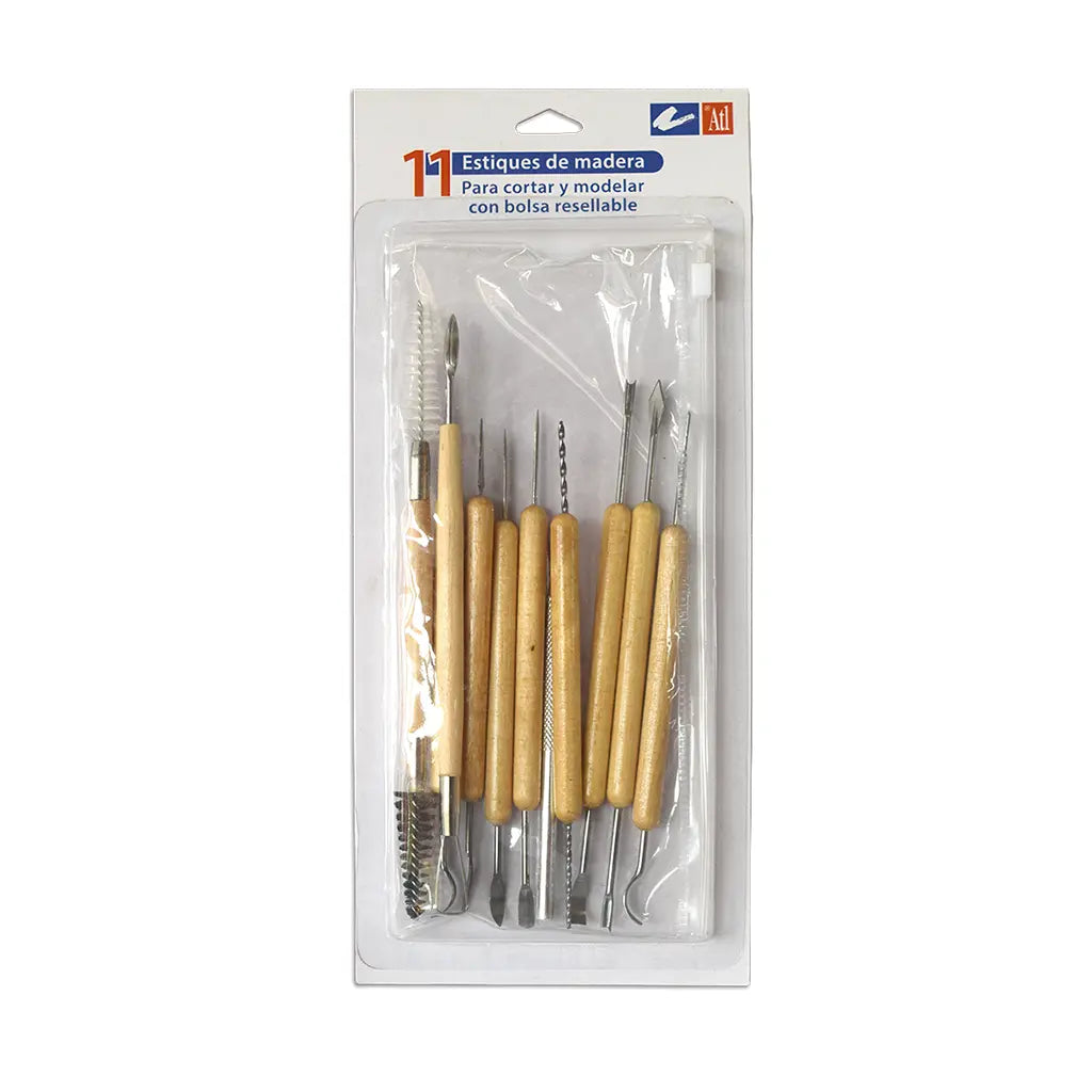 ATL - Juego con 11 estiques de madera para cortar y modelar ATL