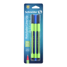 SCHNEIDER - 3 MARCADORES NEGRO Y AZUL LINE-UP DE 0.4MM