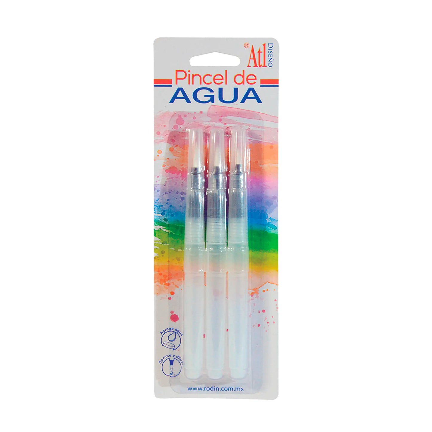 ATL - Juego con 3  pinceles con depósito de agua ATL