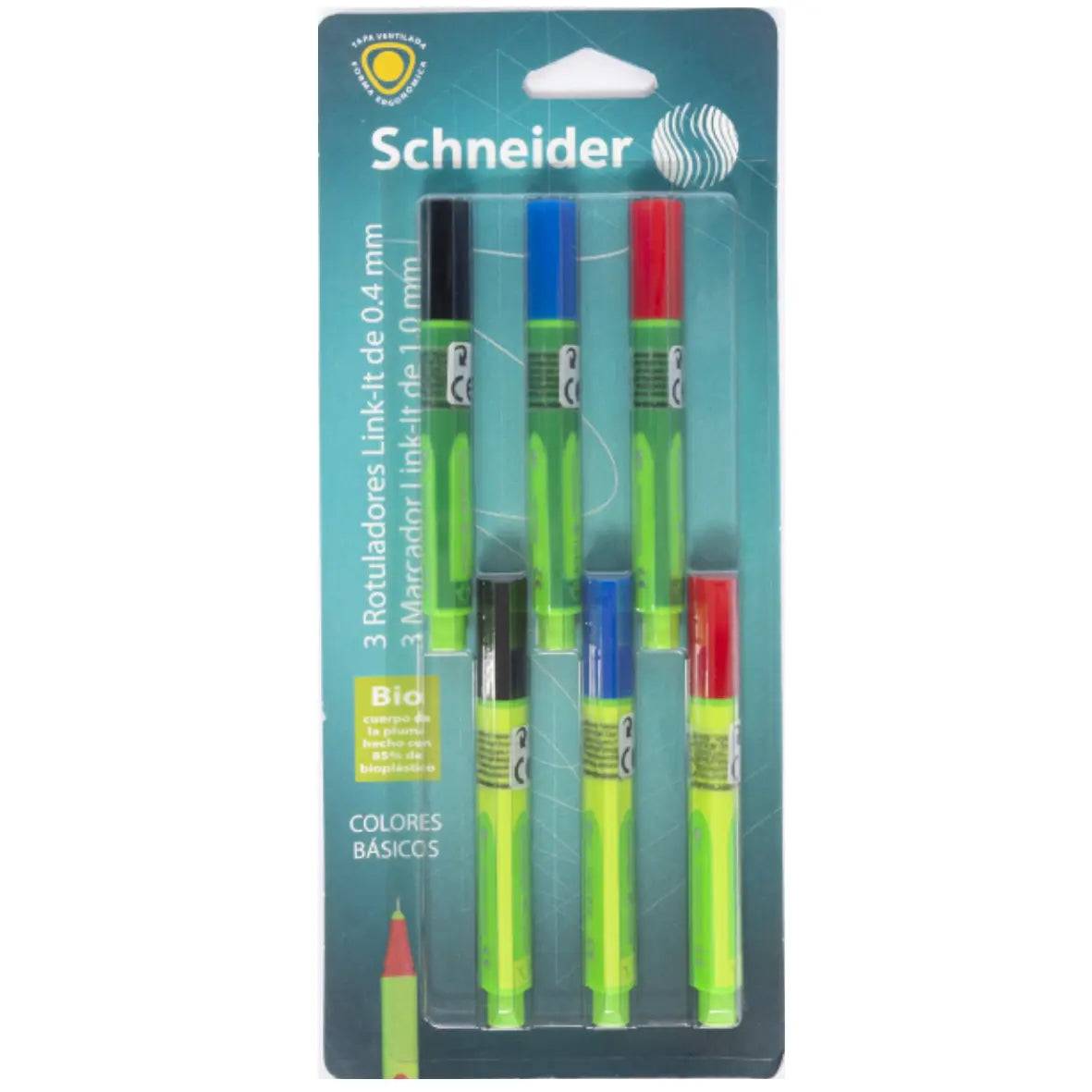 SCHNEIDER -6 ESTILÓGRAFOS FINELINER LINK IT Schneider